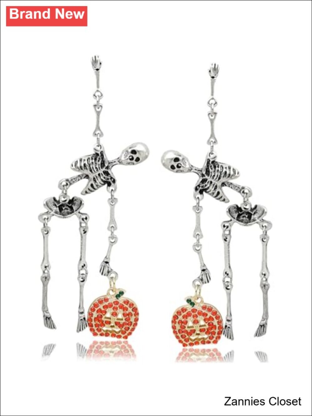 👻 Gothic Jointed Skeleton Pumpkin Dangle Earrings Zinc Alloy Crystal Women